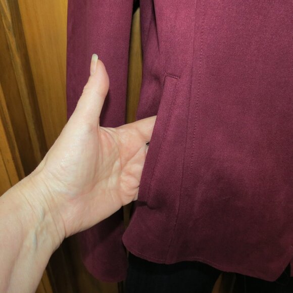 KUT From The Kloth Moto Jacket Faux Suede Burgundy Zip Size Medium - Picture 5 of 10